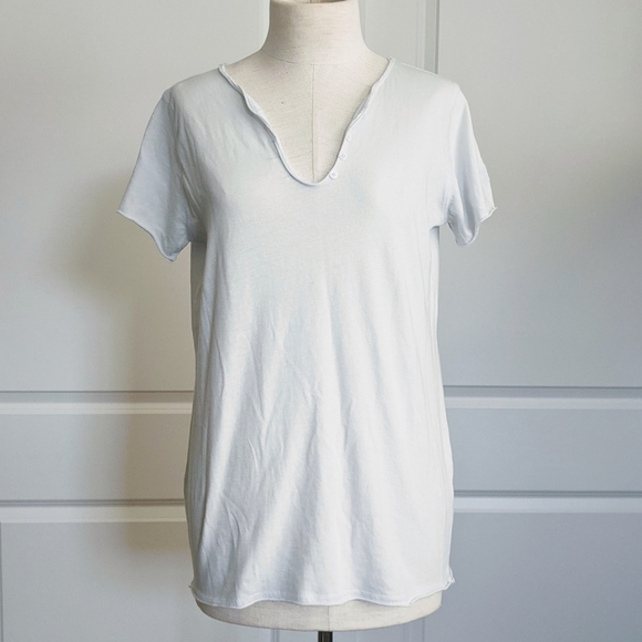 Zadig & Voltaire Tee Tunisien MC Skull V-Neck Short Sleeve Metallic Grey M NWT - Picture 6 of 16